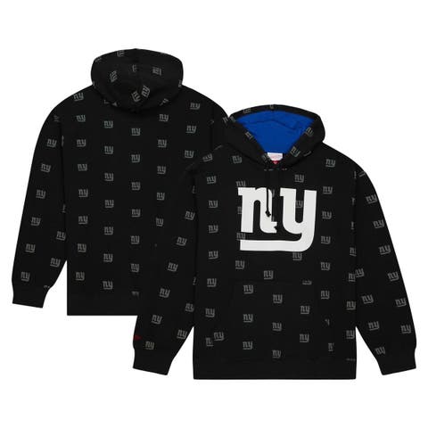 Men's Mitchell & Ness Black New York Giants Allover Print Fleece Pullover Hoodie