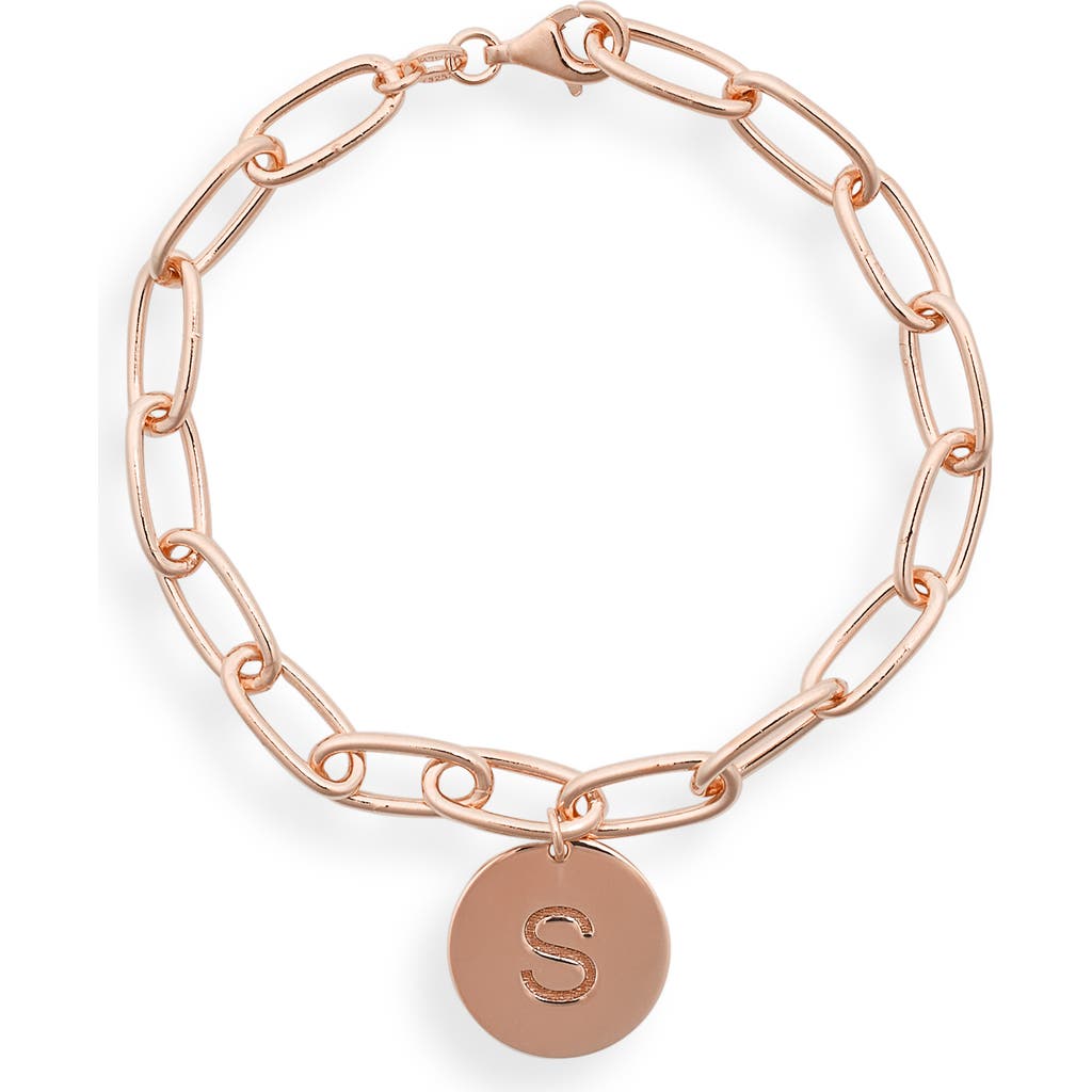 Meshmerise Initial Disc Charm Bracelet In Rose-s
