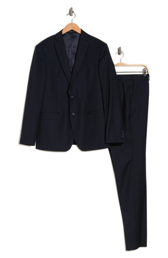 John Varvatos Two-button Solid Wool Blend Suit In Blue