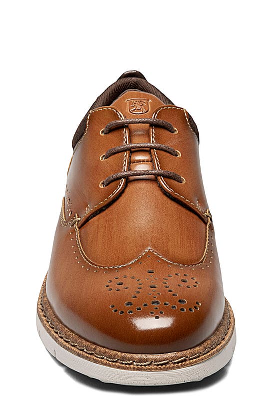Stacy Adams Kids' Synergy Wingtip Faux Leather Shoe In Cognac