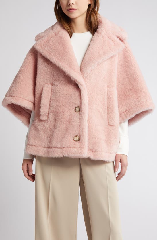 Shop Max Mara Aleggio Alpaca Blend Teddy Cape Jacket In Pink