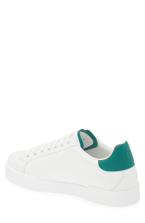 Shop Dolce & Gabbana Dolce&gabbana Portofino Leather Low Top Sneaker In Bianco/smeraldo