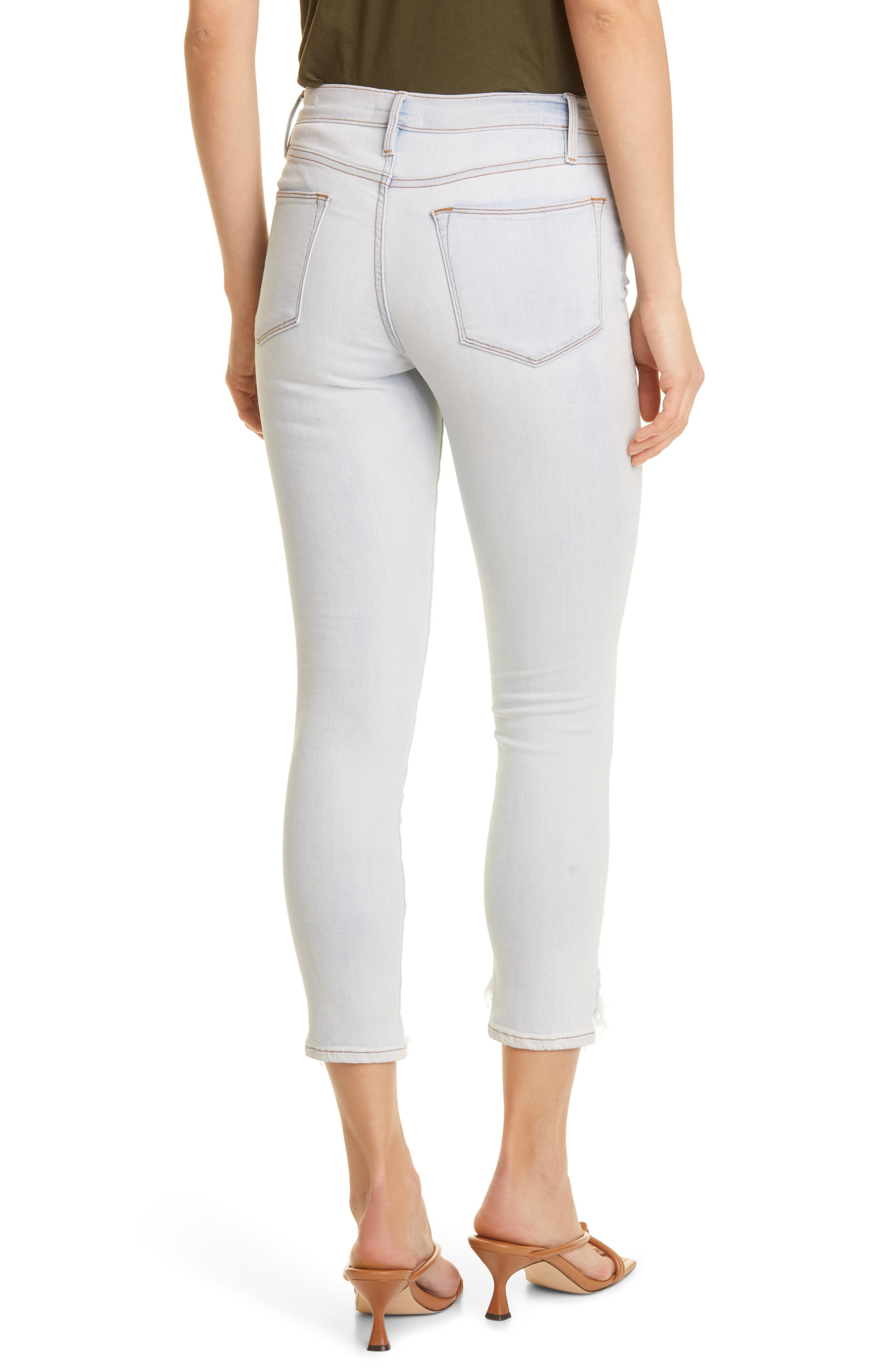 frame le high skinny white jeans