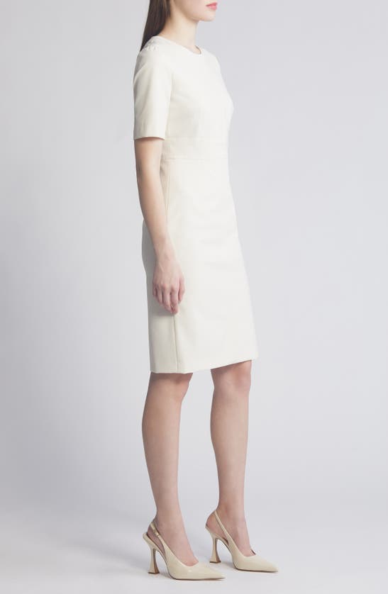 Shop Hugo Boss Boss Dirula Sheath Dress In Soft Cream