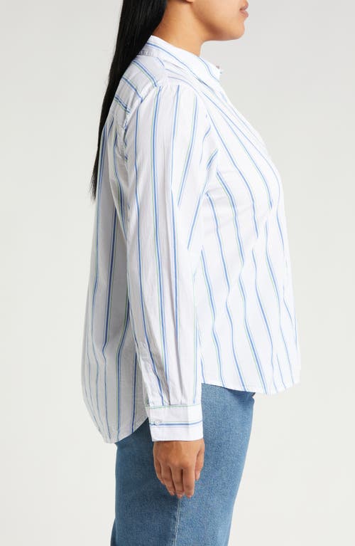 Shop Caslonr Caslon(r) Stripe Cotton Poplin Button-up Shirt In White- Blue Marmara Leigh Ann