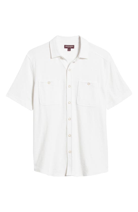 Shop Johnston & Murphy Double Pocket Short Sleeve Knit Button-up Shirt In White