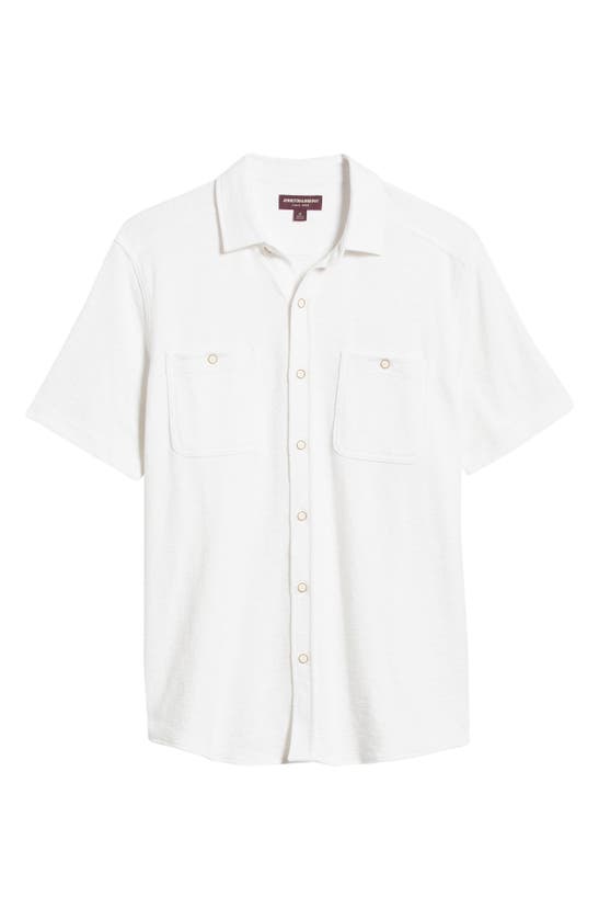 Johnston & Murphy Double Pocket Short Sleeve Knit Button-up Shirt In White