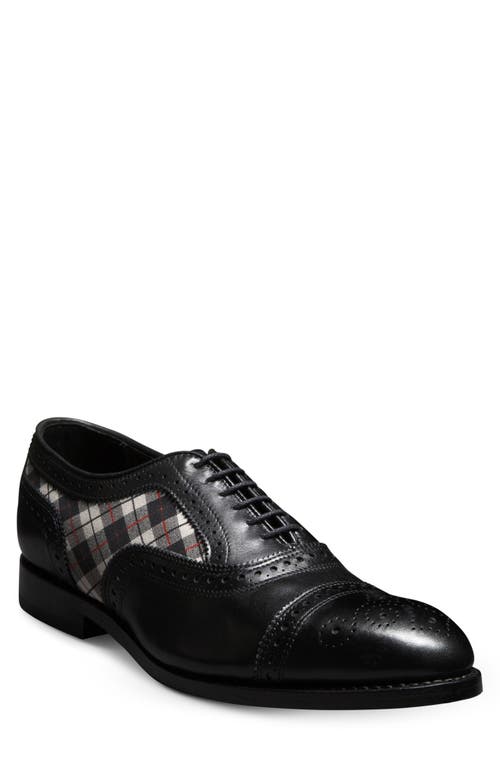 Shop Allen Edmonds Strand Cap Toe Oxford In Black/white Plaid