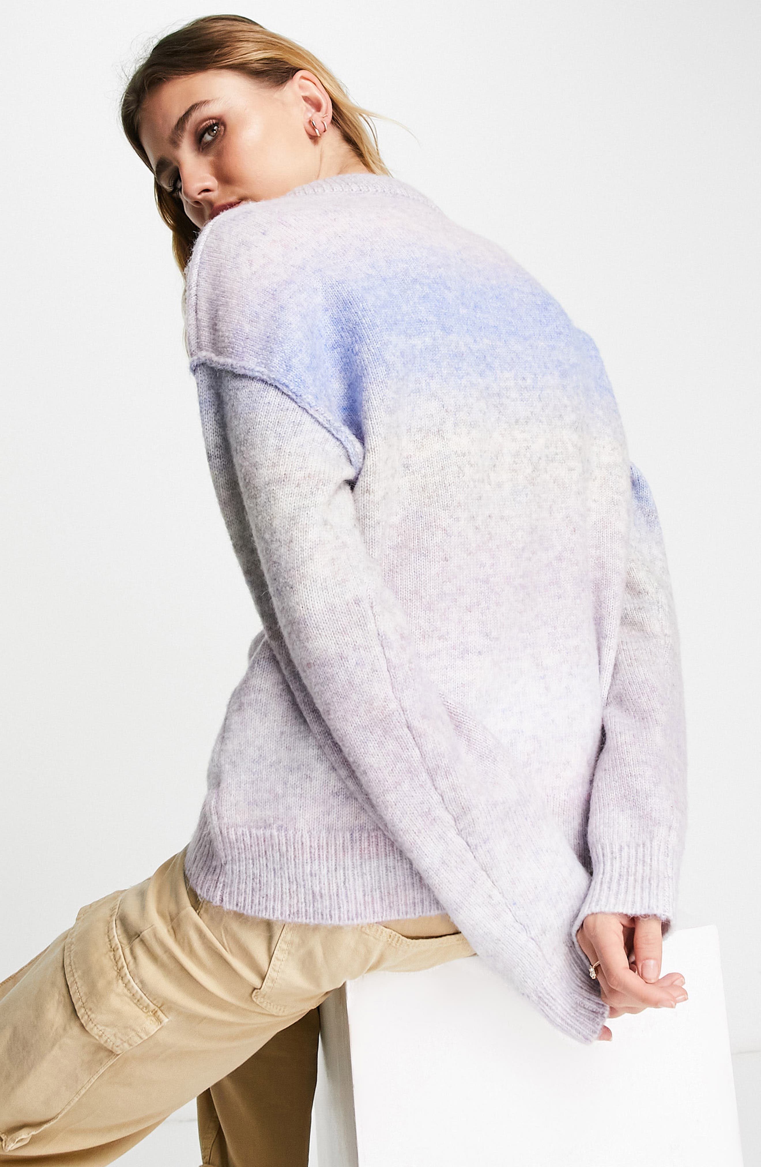 Topshop Ombré Stripe Sweater in Purple