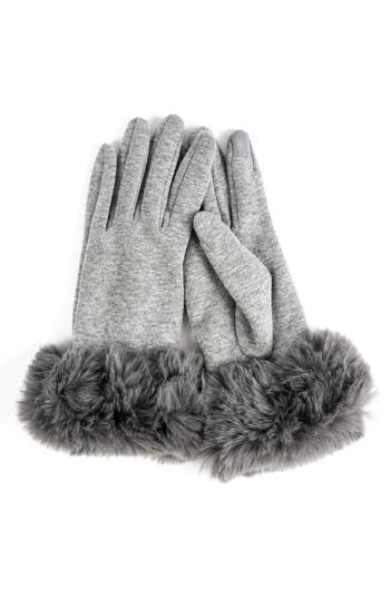 Marcus Adler Faux Fur Cuff Jersey Knit Gloves In Grey