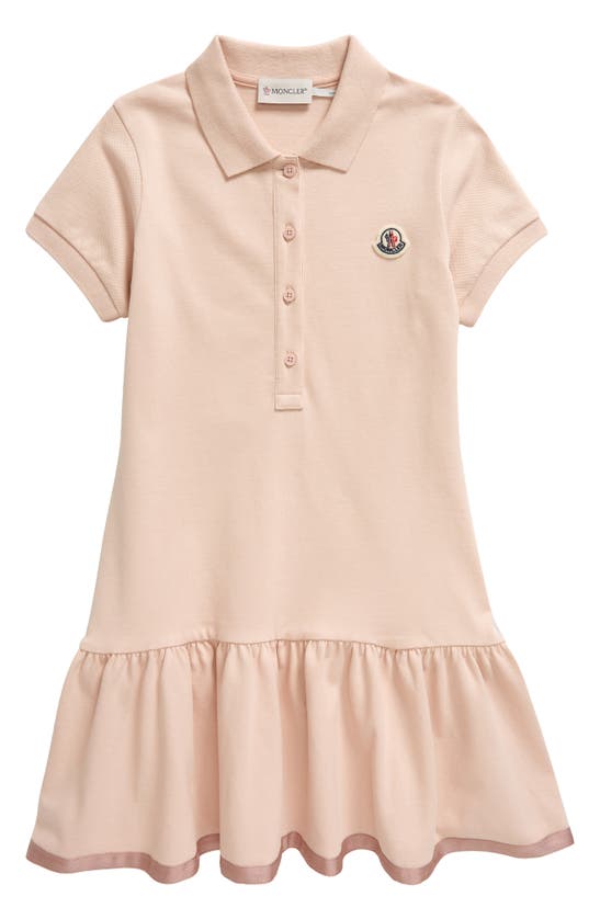 Shop Moncler Kids' Stretch Piqué Polo Dress In Pale Antique Pink
