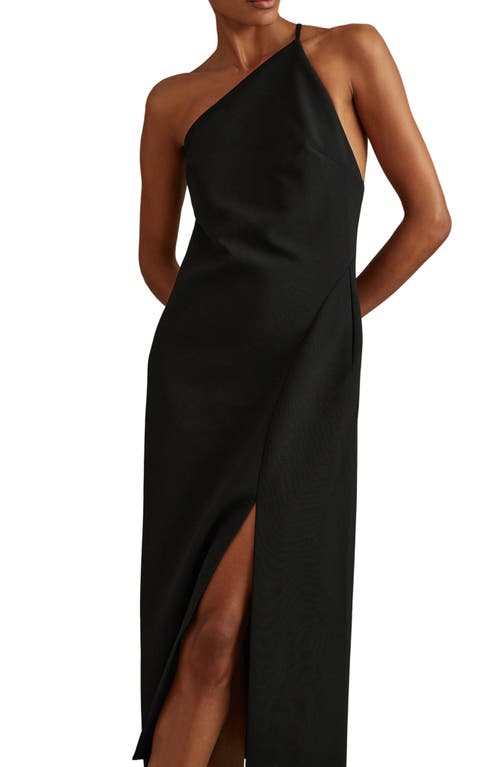 Shop Reiss Suri One-shoulder Midi Dress In Black