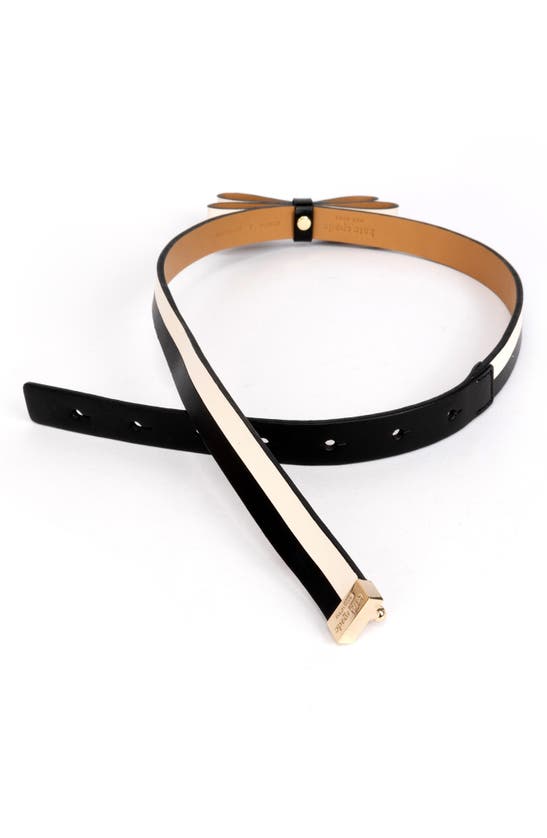 Shop Kate Spade Two-tone Bow Belt In Black / Cream