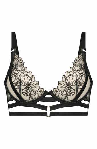 Hunkemöller Tallulah Pu And Lace Padded Demi Bra With Gold Chain Detail in  Orange