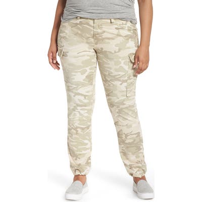 Plus Size Slink Jeans Camo Twill Cargo Pants, Ivory
