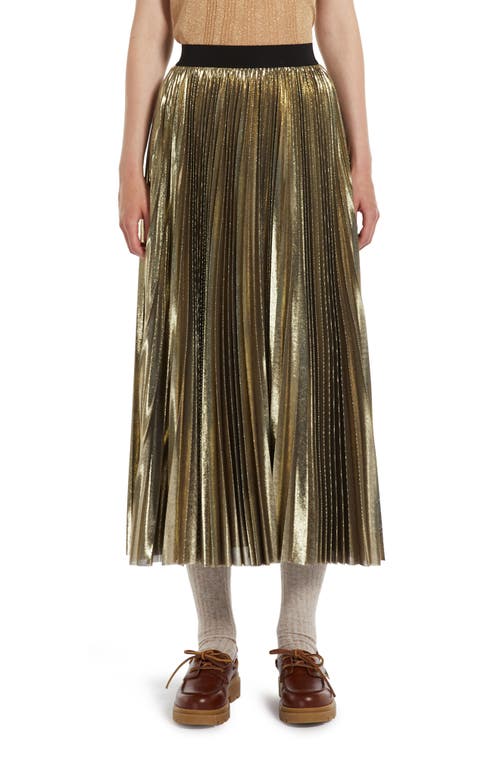 Nurra Metallic Pleated Skirt in Gold