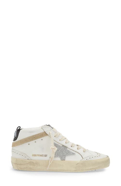 Shop Golden Goose Mid Star Glitter Sneaker In White/gold