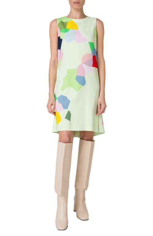 Akris punto Kaleidoscope Print Stretch Crepe Dress in Mint-Multicolor