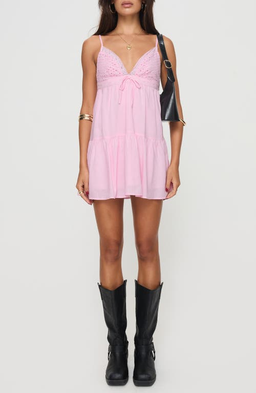 PRINCESS POLLY PRINCESS POLLY NICOLETTA EYELET EMBROIDERED BABYDOLL MINIDRESS