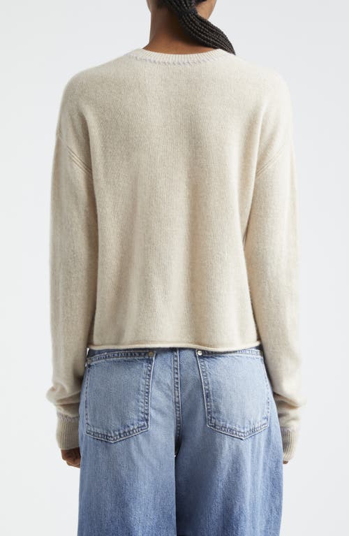 Shop Atm Anthony Thomas Melillo Whipstitch Trim Cashmere Sweater In Soft Oatmeal