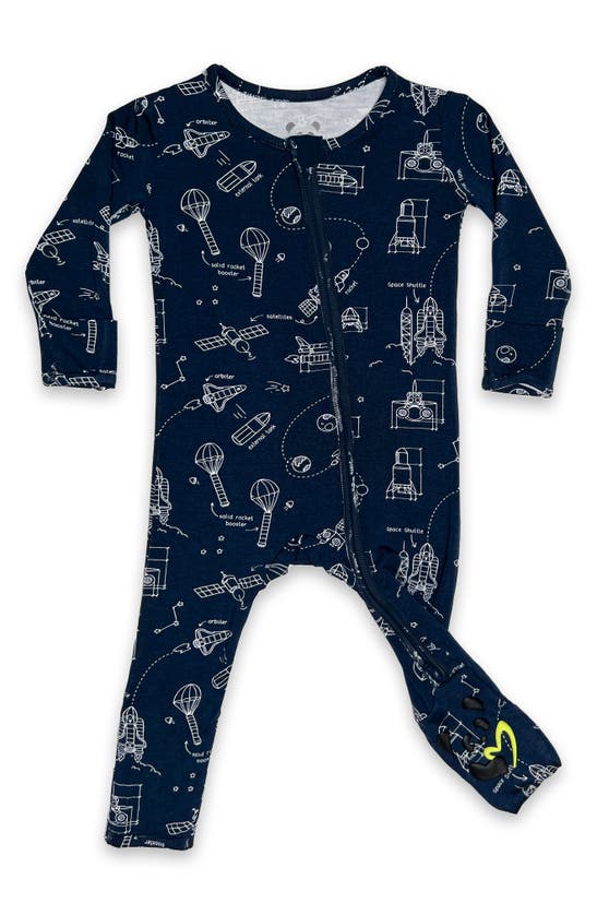 Bellabu Bear Babies' Kids' Orbiter Print Convertible Footie Pajamas In Rockets
