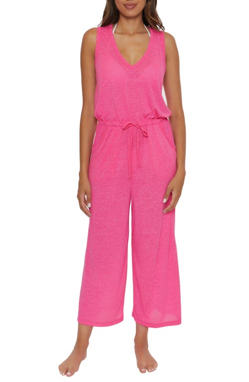 Shop Becca Beach Date Wide Leg Cover-up Jumpsuit In Pink Glo