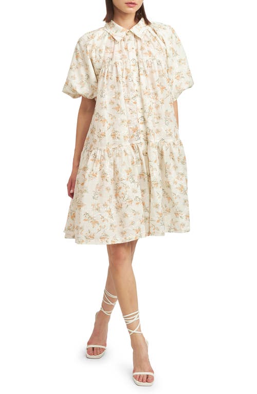 En Saison Hayley Mini Shirtdress Peach Print at Nordstrom,