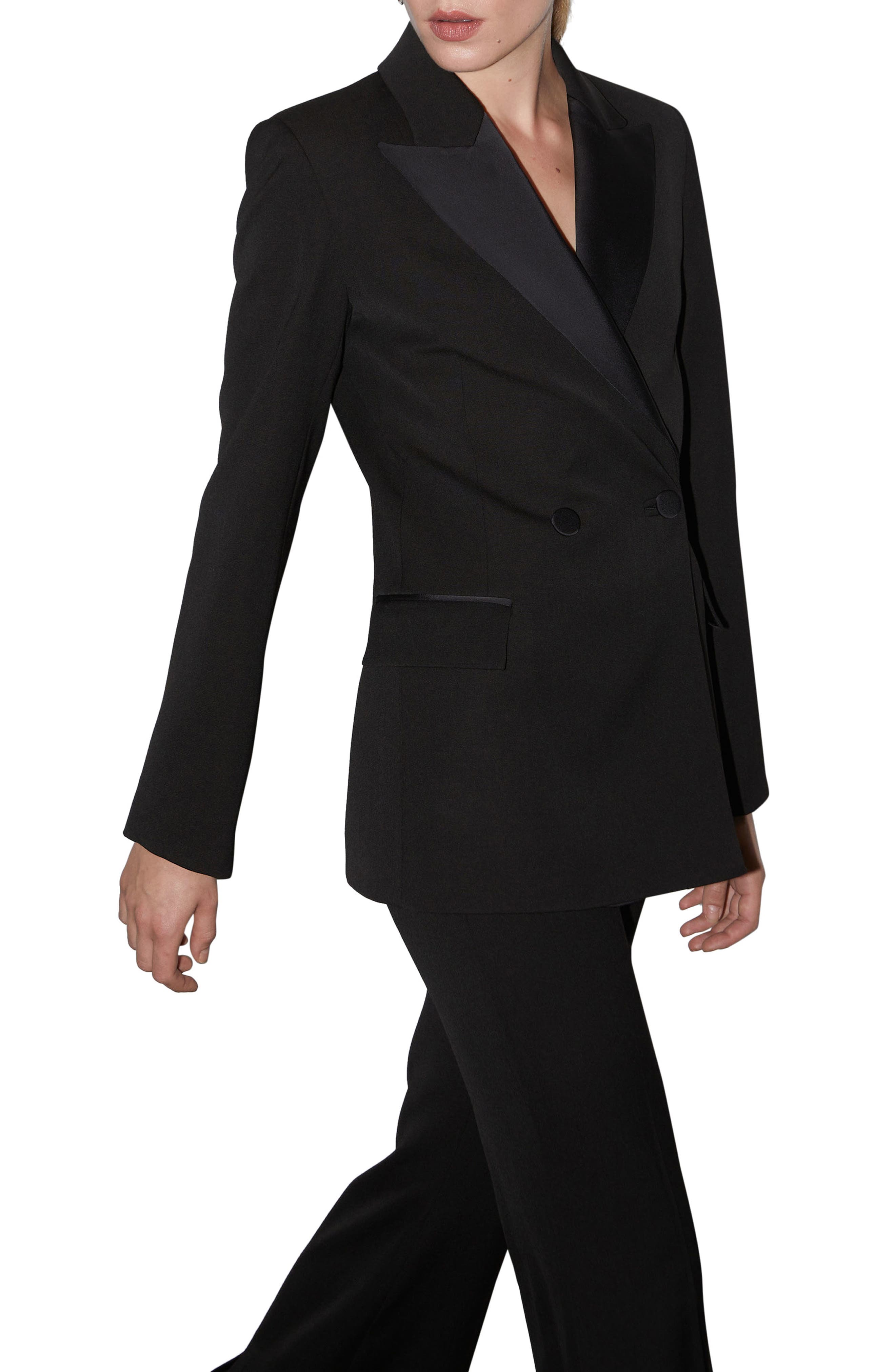 Other Stories Other Stories Wool Blend Tuxedo Blazer in Black