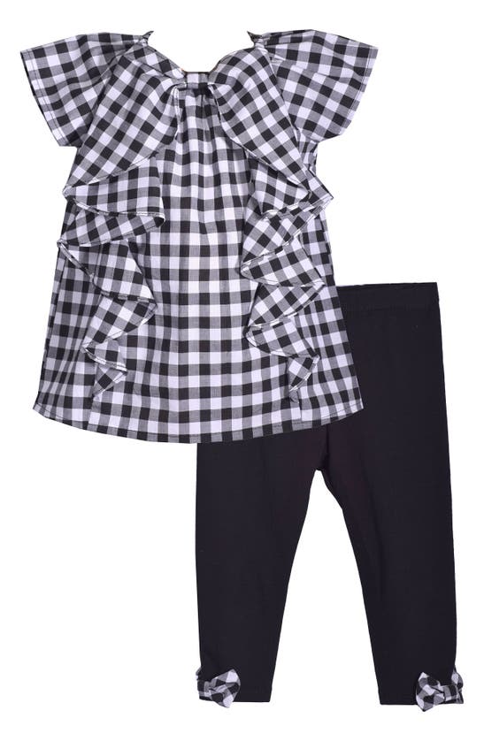 Bonnie Jean Kids' Check Ruffle Top & Pants Set In Black