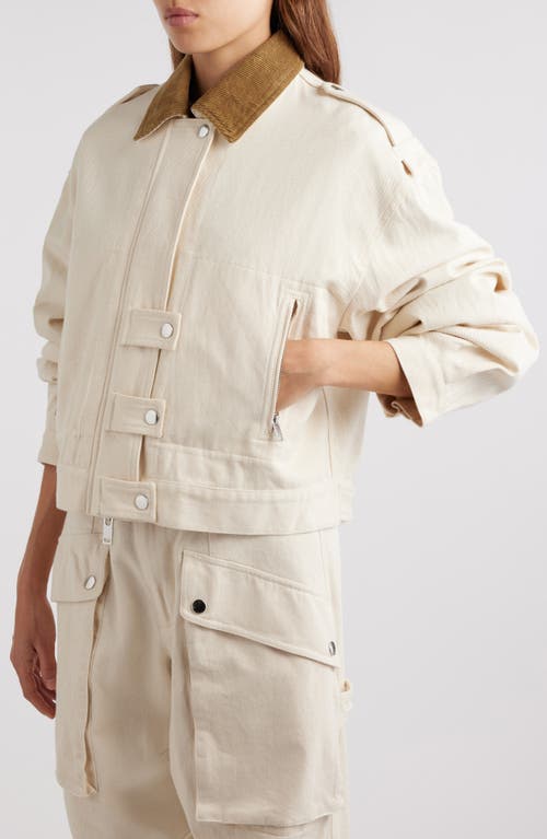 Shop Isabel Marant Étoile Julie Cotton Trucker Jacket In Ecru