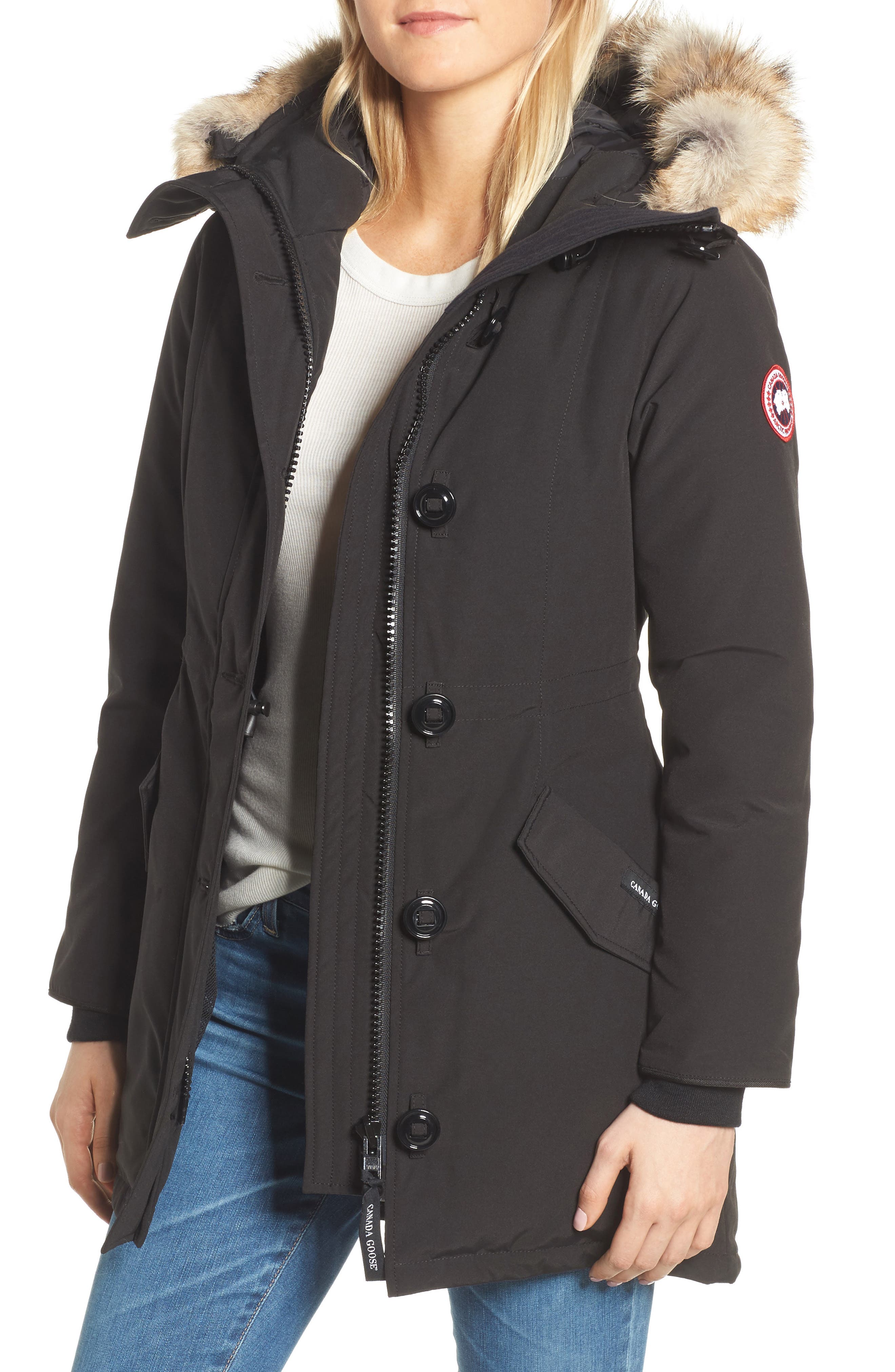 Canada Goose Rossclair Fusion Fit Genuine Coyote Fur Trim Down Parka