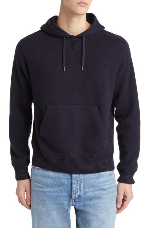 Wool & Cashmere Sweater Hoodie in Dark Navy