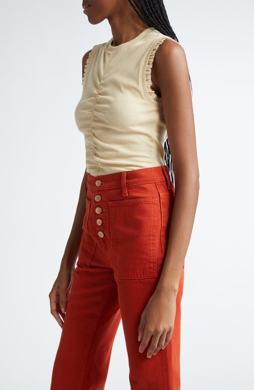 Shop Ulla Johnson Kyla Ruched Sleeveless Cotton Top In Driftwood