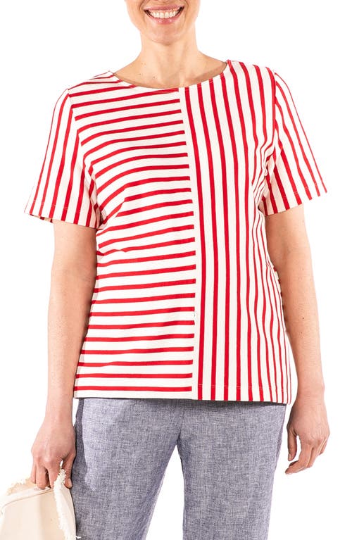 Loyal Hana Ginger Stripe Maternity/Nursing Shirt in Red/Cream Stripes