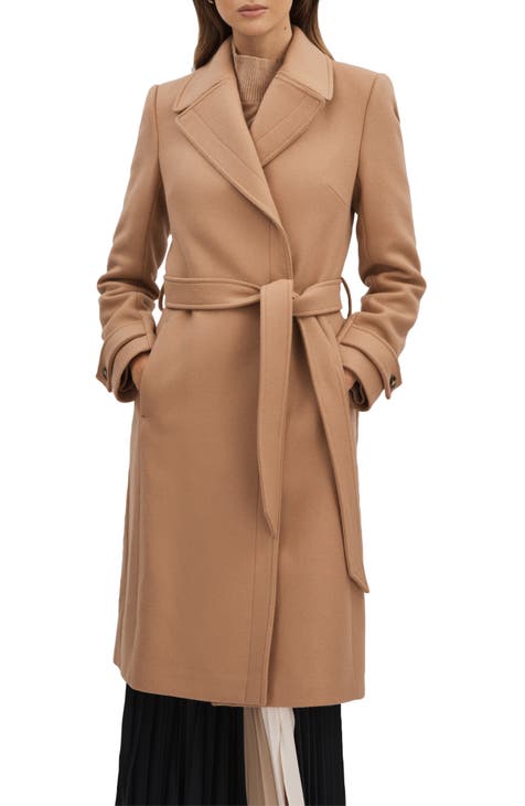 Belted wool blend coat halogen best sale