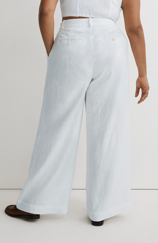 Shop Madewell The Harlow Linen Wide Leg Pants In Eyelet White