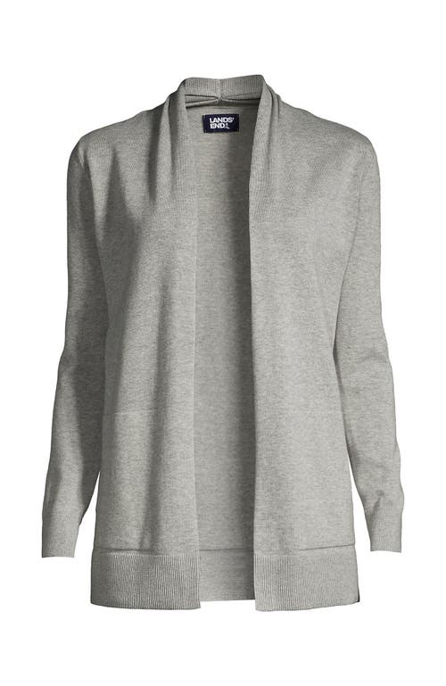 Lands' End Long Sleeve Open Long Cardigan Sweater In Gray Heather