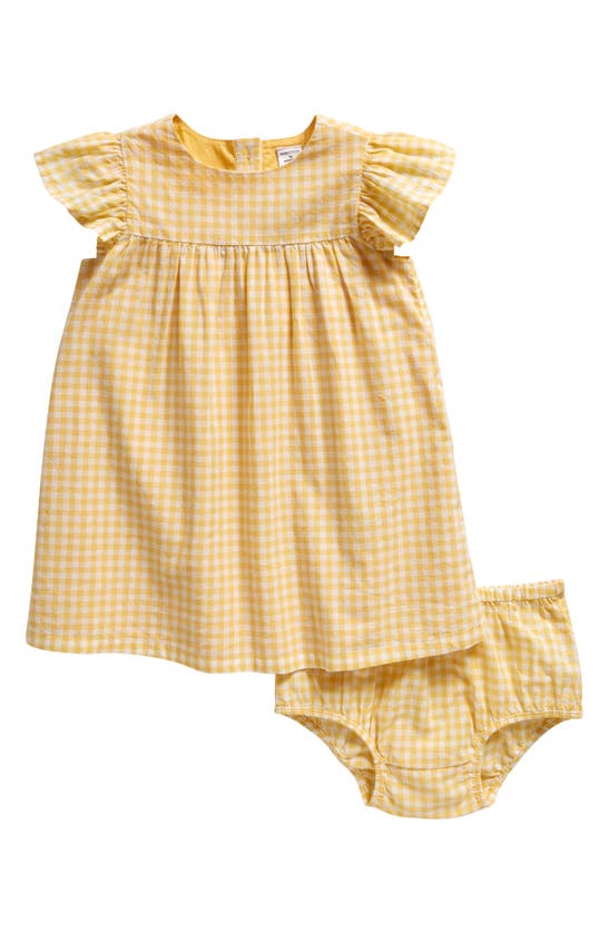 Shop Nordstrom Flutter Sleeve Dress & Bloomers In Yellow Silk Gingham