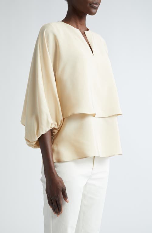 Shop Lafayette 148 New York Bishop Sleeve Layered Silk Top In Buff