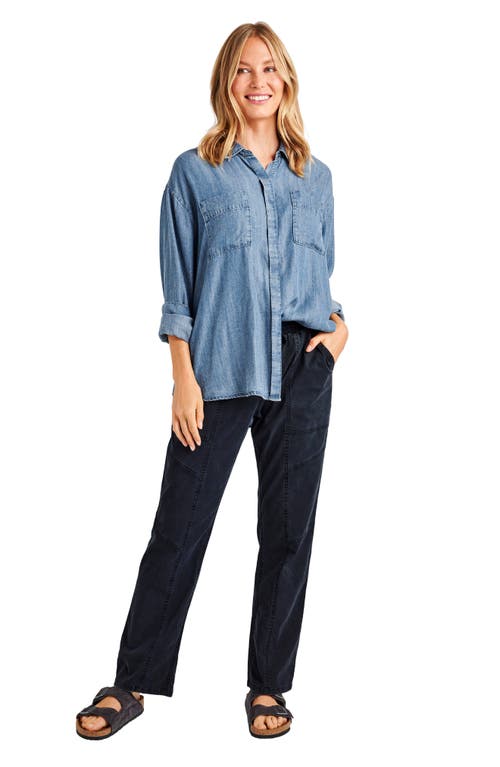 Shop Splendid Macie Chambray Button-up Shirt In Indigo