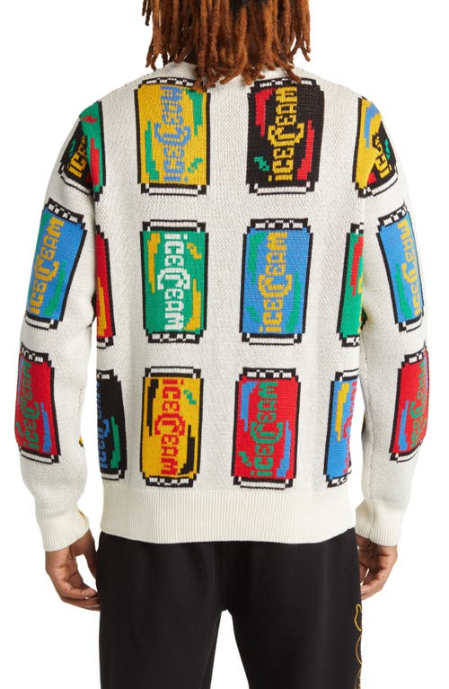 Icecream Lemon Lime Jacquard Cotton Crewneck Sweater In Whisper White
