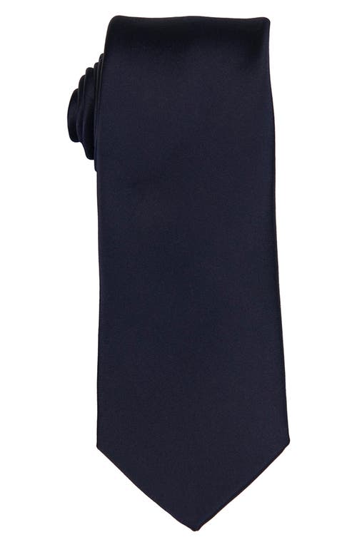 Shop Brooklyn Brigade Solid Satin X-long Tie In Navy