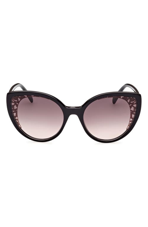 Emilio Pucci 58mm Gradient Cat Eye Sunglasses in Shiny Black /Gradient Brown