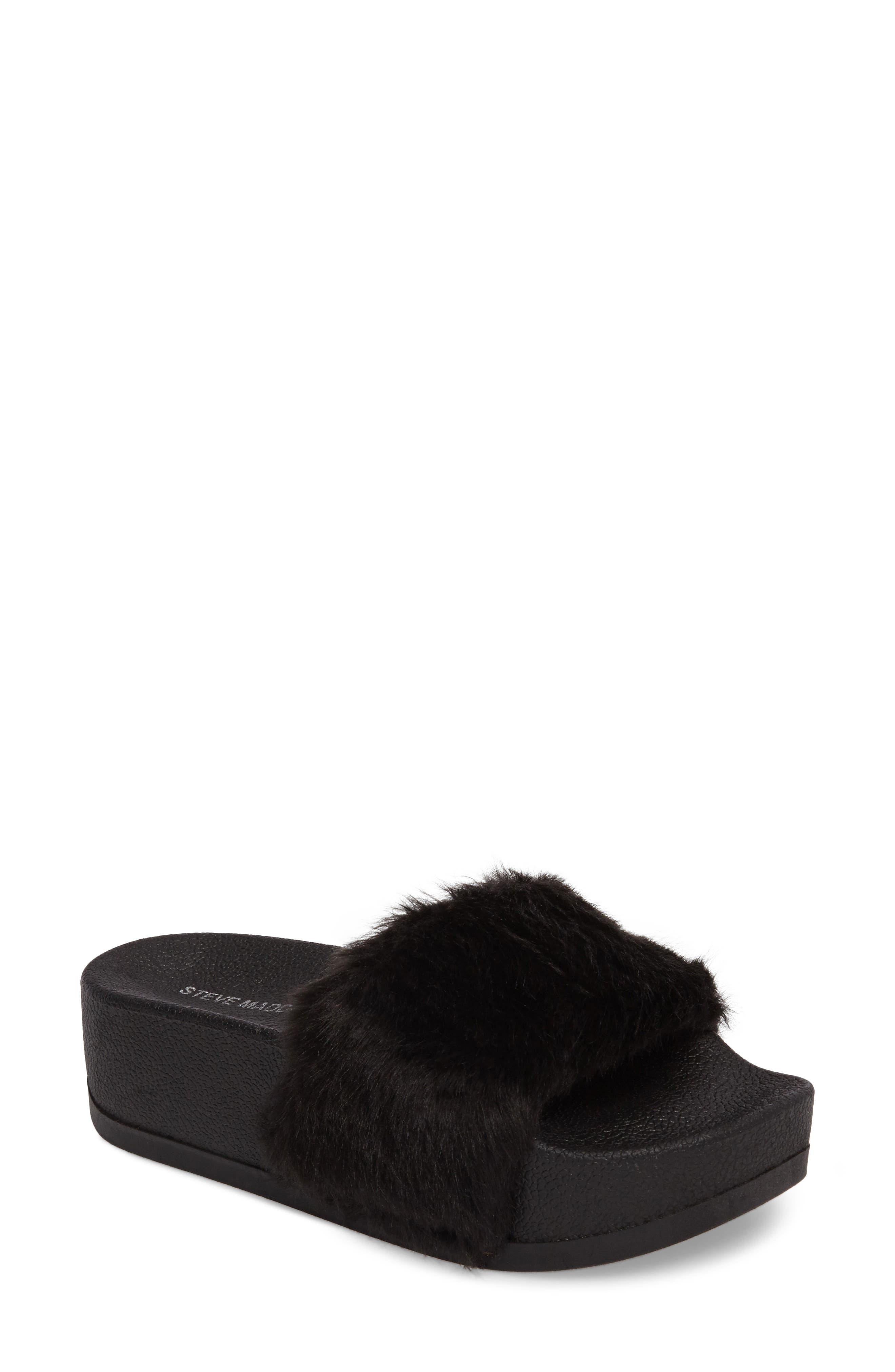 steve madden fuzzy slides