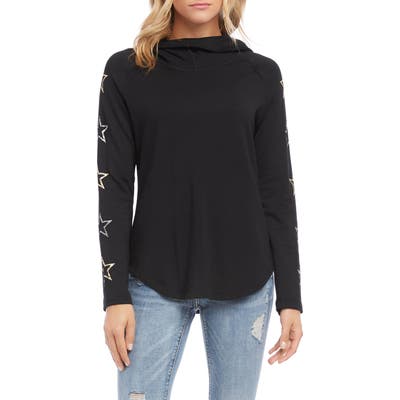 Karen Kane Metallic Stars Hoodie, Black