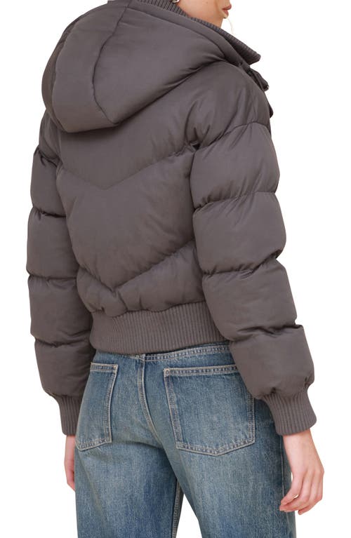 Shop Avec Les Filles Thermalpuff™ Crop Puffer Jacket With Rib Bib In Greige