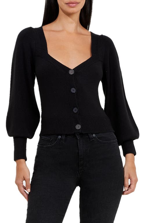French Connection Babysoft Balloon Sleeve Cardigan in Black
