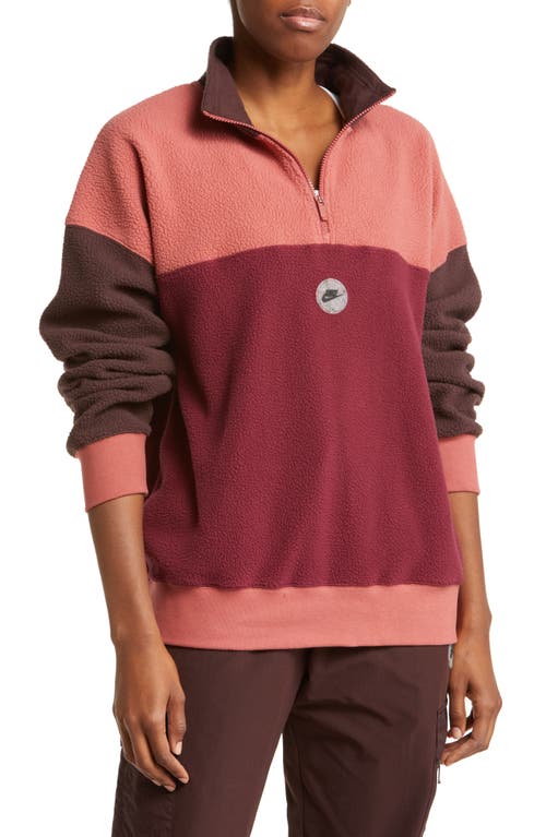 Nike Sportswear Fleece Quarter Zip Pullover in Dark Beetroot/Rust/Brown