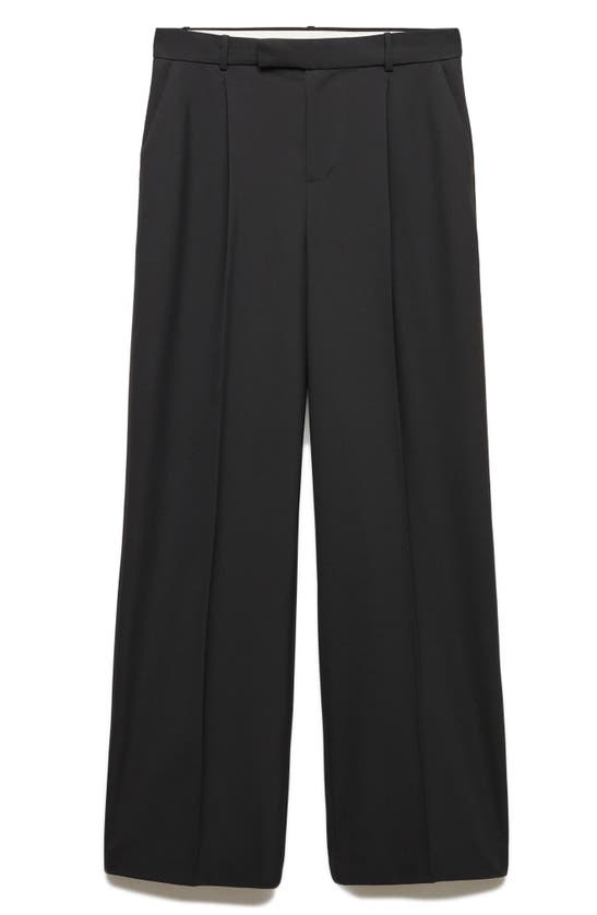 Shop Mango Pleat Front Wide Leg Suit Pants In Black