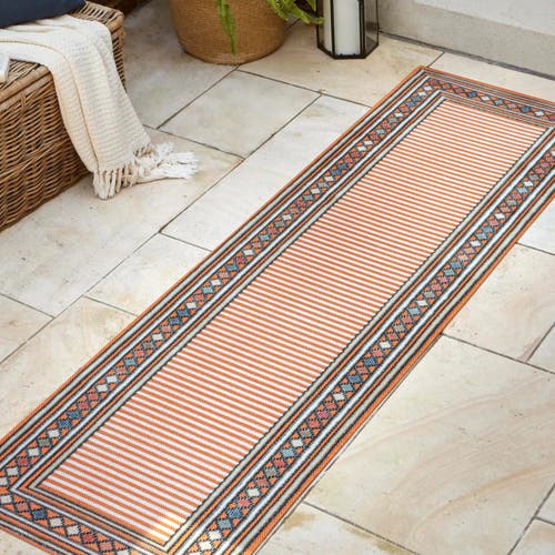 Jonathan Y Sebastian High-low Modern Diamond Border Indoor/outdoor Area Rug In Orange/ivory